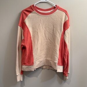 Thread & Supply Coral and Cream Knit Top